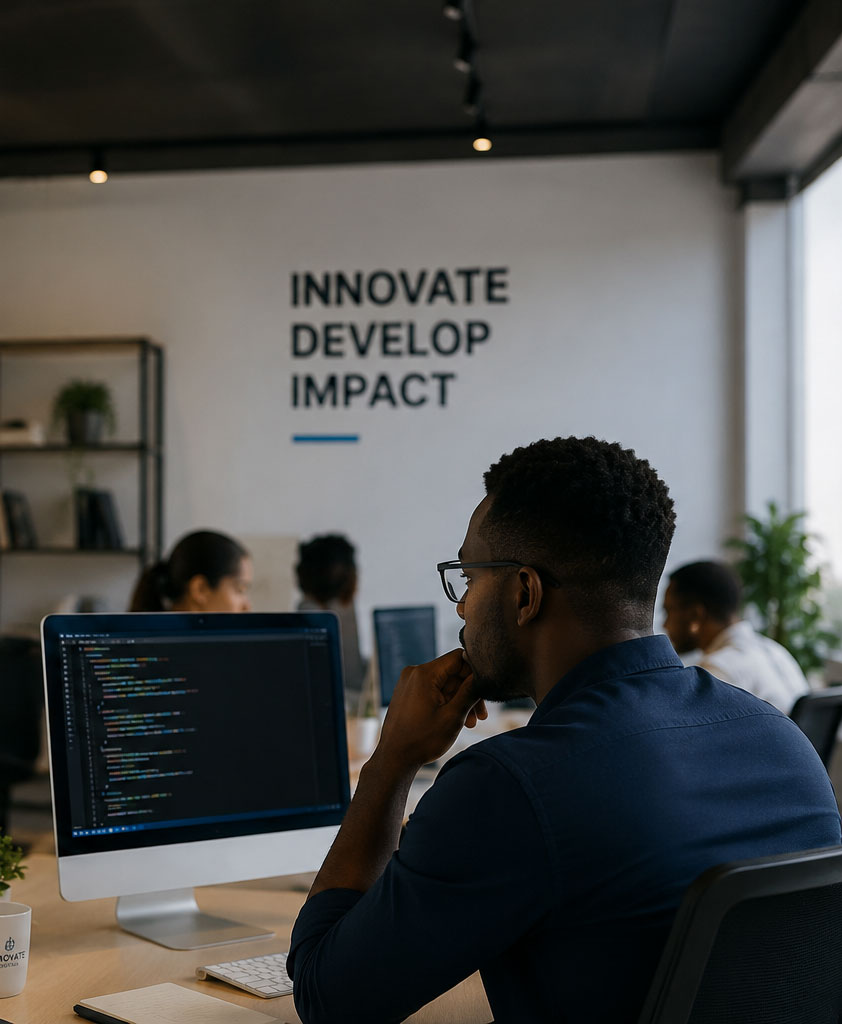 Innovate Digital team at work in Accra — website development and custom software